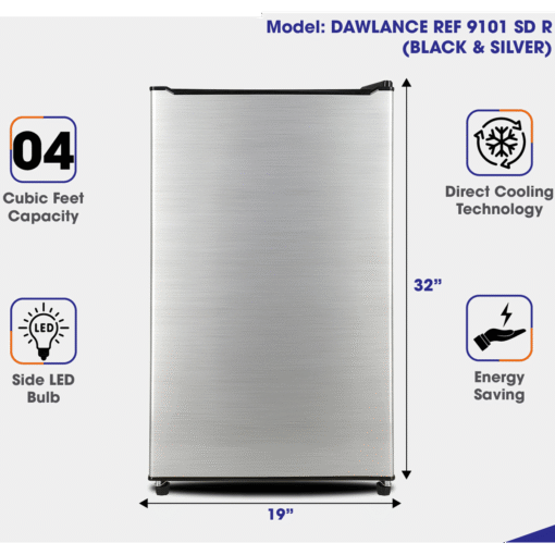 9109.png Dawlance 9101SDR Single Door Mini Refrigerator 4 CFT
