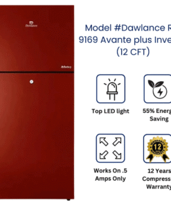 9169.png Dawlance 9169WB Avante+ Glass Door Inverter Refrigerator 12 CFT